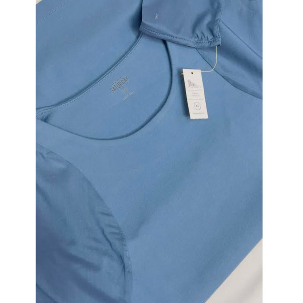 NWT! Kate Spade Saturday Sheer-Sleeve Top (L, Blue) - Picture 8 of 11